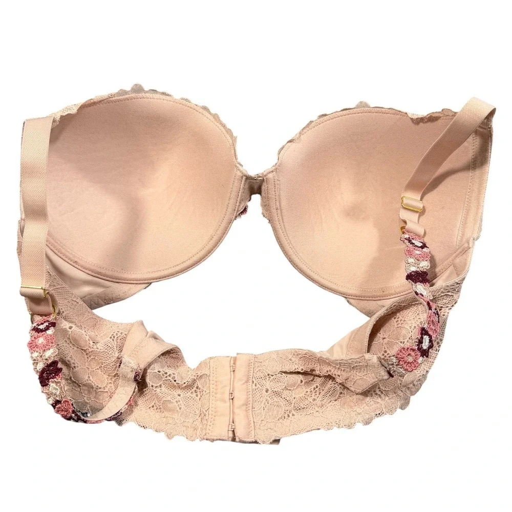 Jessica Simpson Bra Womens‎ 38D Rose Smoke Pink Lace Floral Embroidered Push Up